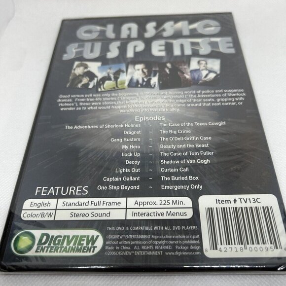 PRIMETIME TELEVISION DVD Classic Suspense 9 Episodes Decoy/ Dragnet New Sealed - Picture 2 of 2